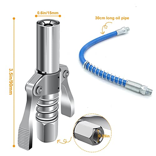 Grease Gun Coupler, Double Handles Quick Release Grease Nozzle Joint Fittings with 6 Thickened Jaws