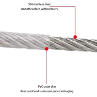Thumbnail for Stainless Steel PVC Coated Clothesline Rope with Locking Hooks ⭐⭐⭐⭐⭐