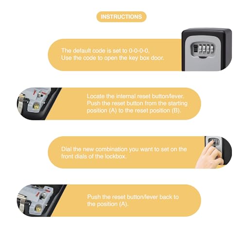 Key Safe Combination Lock Box 4 Digit Outdoor Weather Resistant Key Storage Box