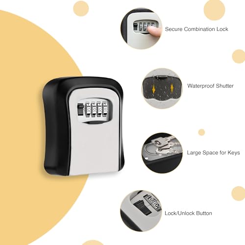 Key Safe Combination Lock Box 4 Digit Outdoor Weather Resistant Key Storage Box