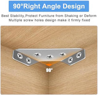 Thumbnail for 20PCS Universal Stainless Steel L Brackets for Wood,Hardware Metal Angle Bracket Corner Braces
