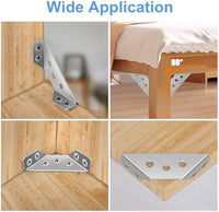 Thumbnail for 20PCS Universal Stainless Steel L Brackets for Wood,Hardware Metal Angle Bracket Corner Braces