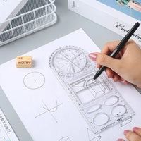 Thumbnail for Multifunctional Geometry Ruler – Ideal for Math & Craftwork ⭐⭐⭐⭐⭐