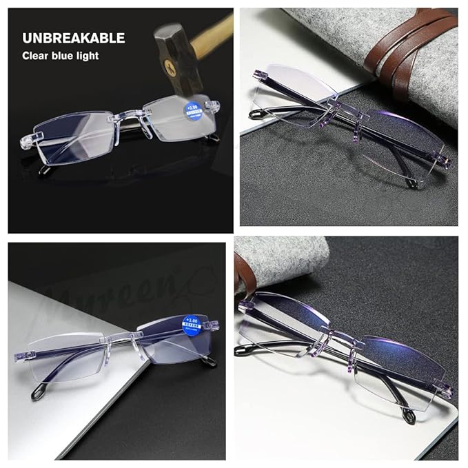 Buy 1 Get 2 Free Rimless Adaptive Power Reading Glasses @ Just 499/