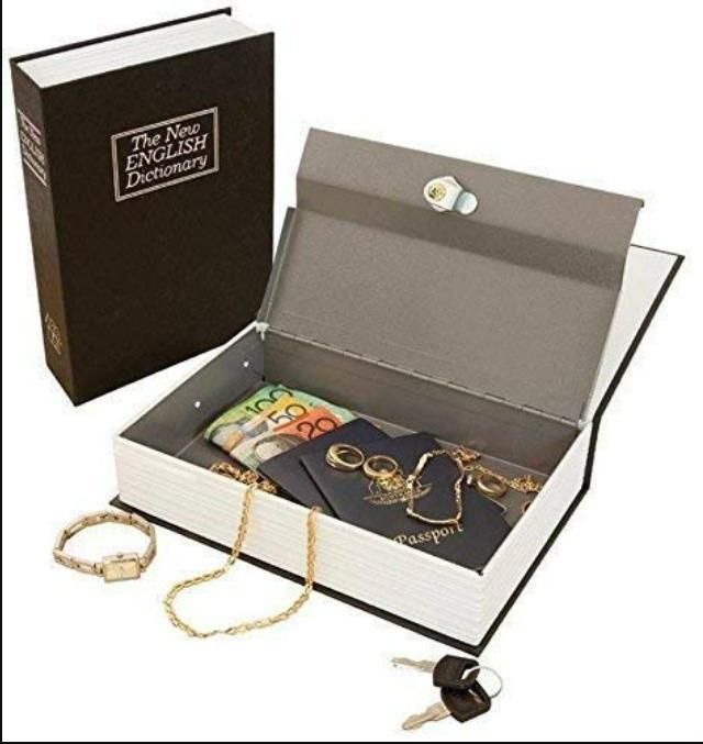 🔐📚 Book Safe with Key & Combination Locker - Secret Hidden Security Box, Lockable Penny Bank for Coins/Cash/, Hidden Safe for /Office, Disguised Valuable Asset ⭐⭐⭐⭐