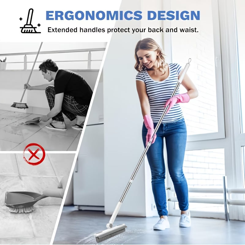 2-in-1 Bathroom Cleaning Brush with Wiper - Long Handle 120° Rotate Toilet Brush