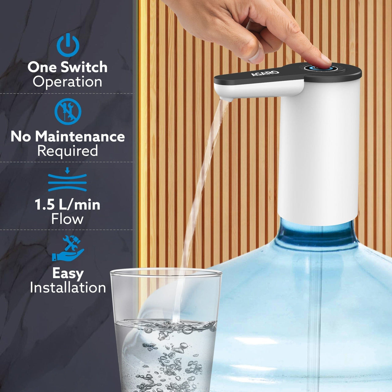 Imperial Automatic Electric Water Dispenser Pump | USB Rechargeable, Portable Drinking Water Pump for Home, Kitchen, Office & Camping