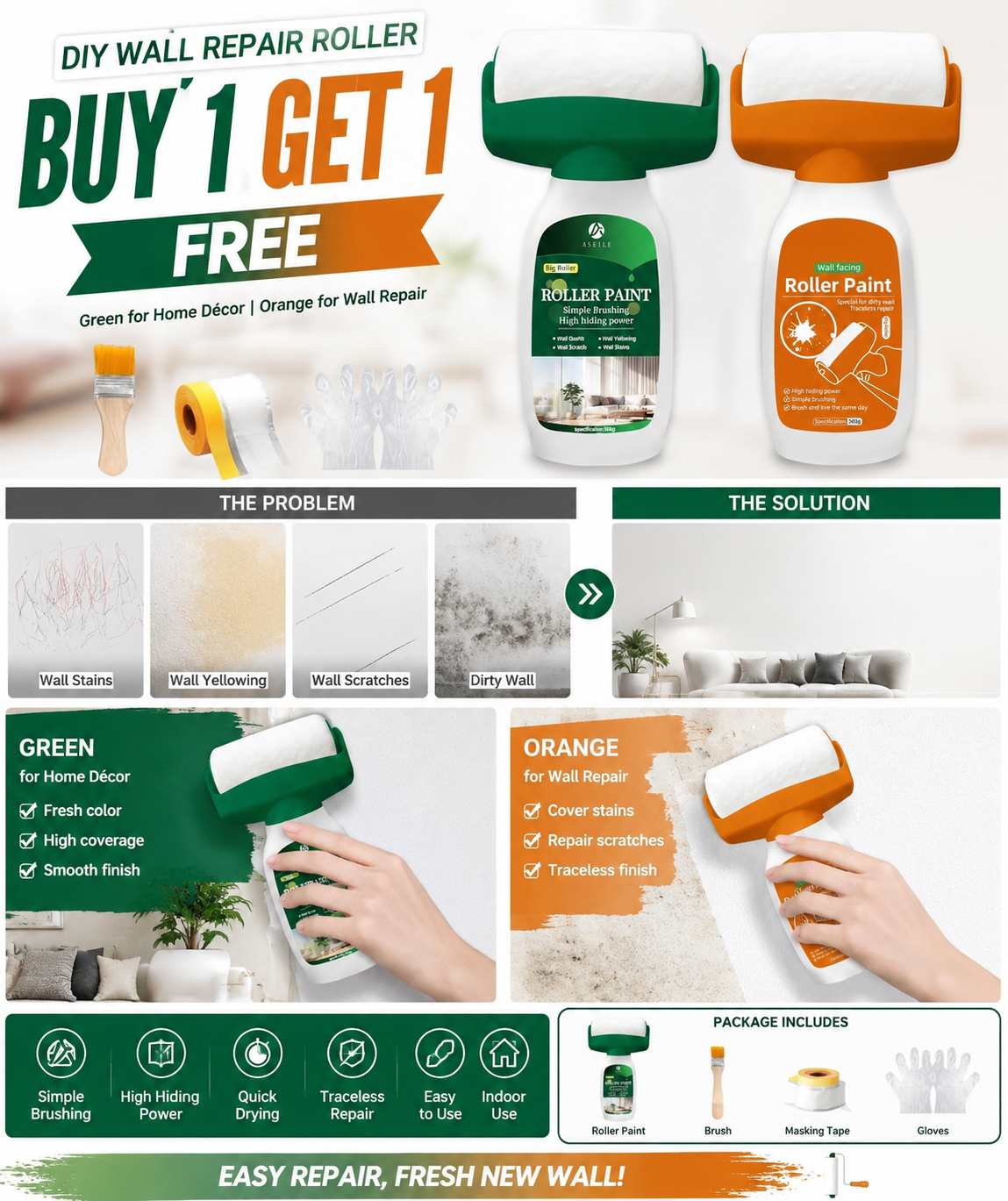 DIY Wall Repair Roller (Buy 1 Get 1 Free)