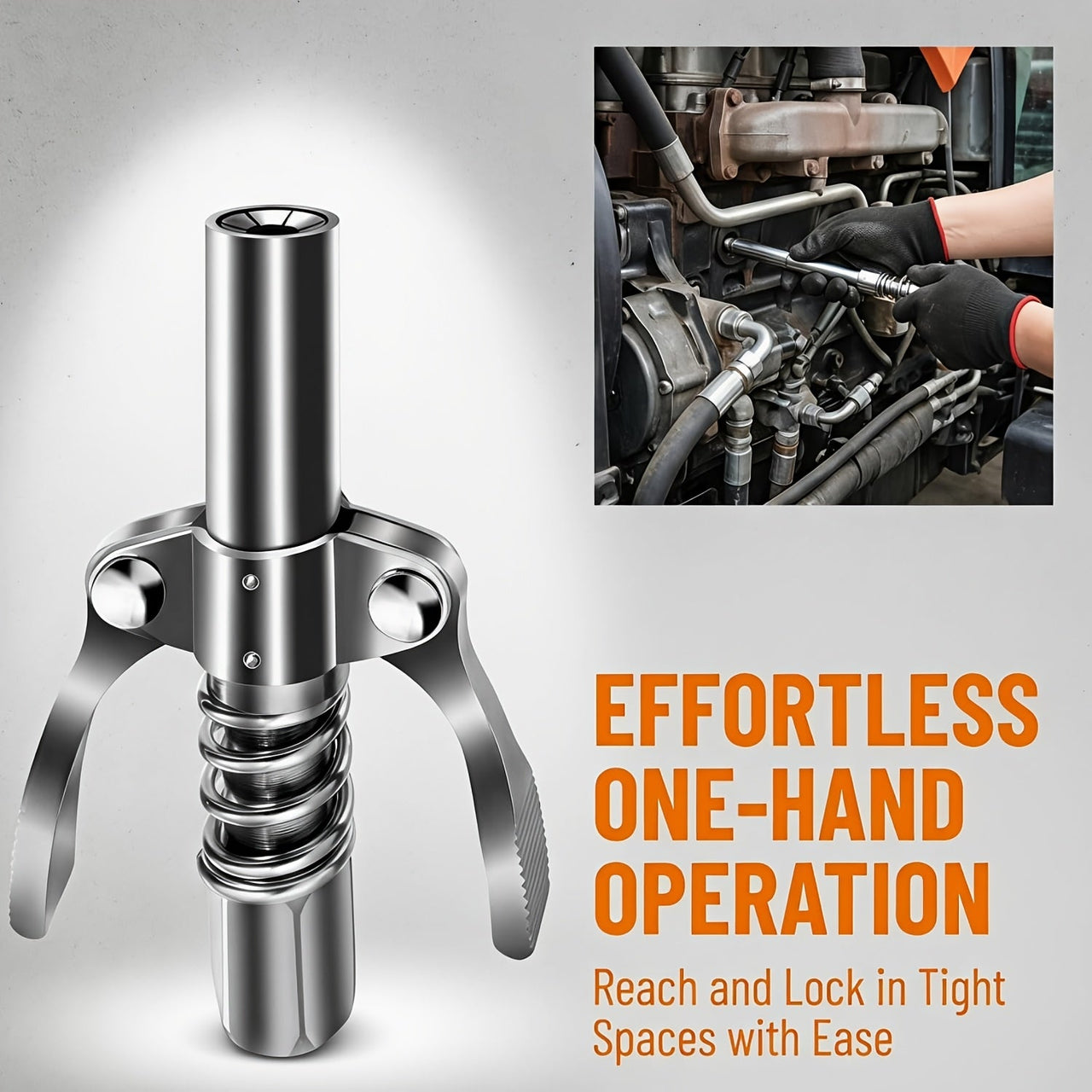Grease Gun Coupler, Double Handles Quick Release Grease Nozzle Joint Fittings with 6 Thickened Jaws
