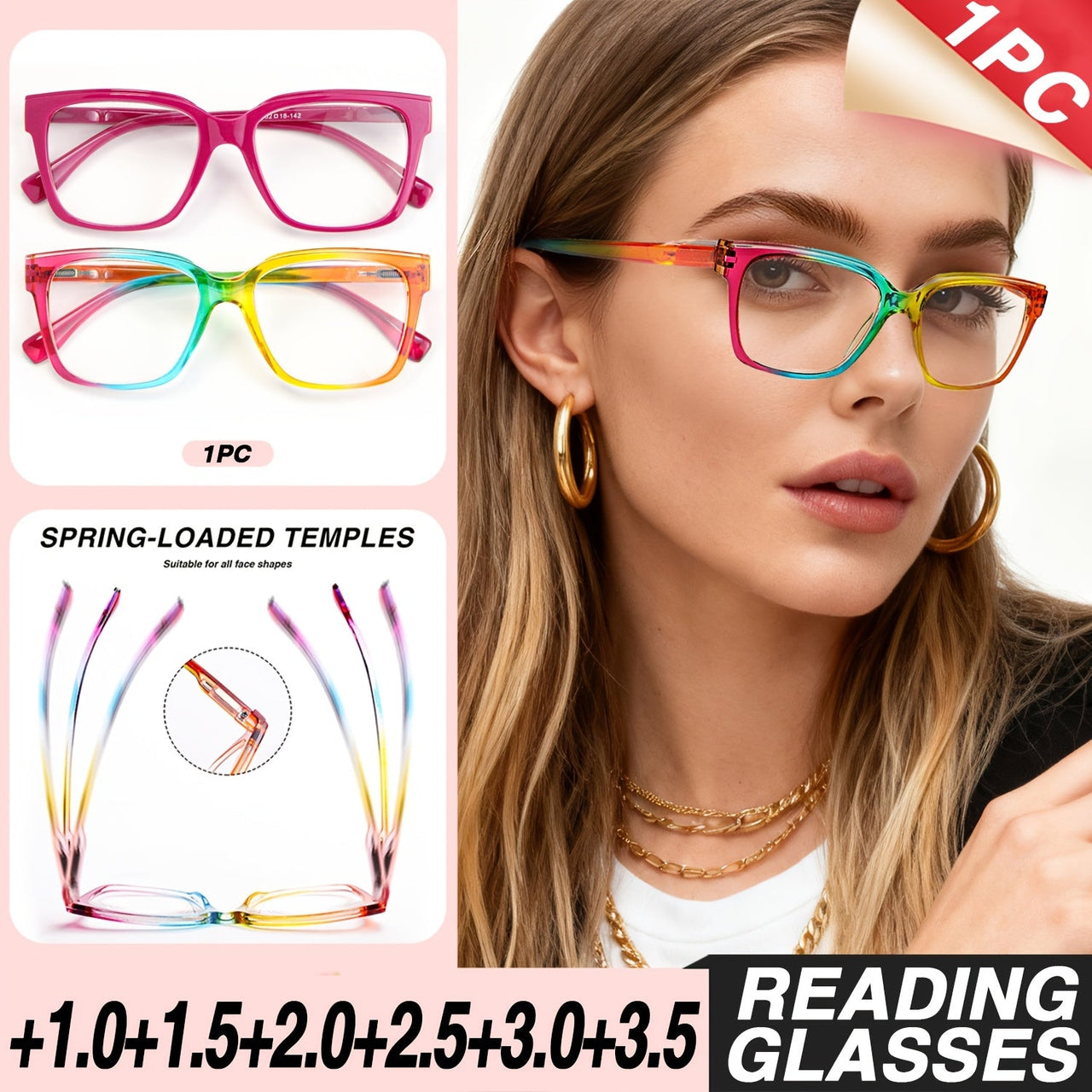 BUY 1 GET 1 FREE🌸 ColorGlow™ Women's Fashion Reading Glasses +1.50 to +3.5 👓
