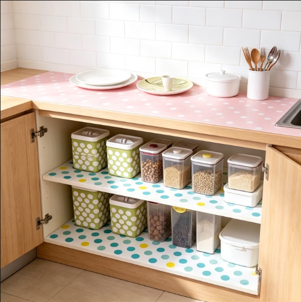 Multicolor Antibacterial Shelf & Drawer Liner Roll - Waterproof, Non-Slip Foam Mat for Cabinets and Wardrobes (30 x 300 cm)