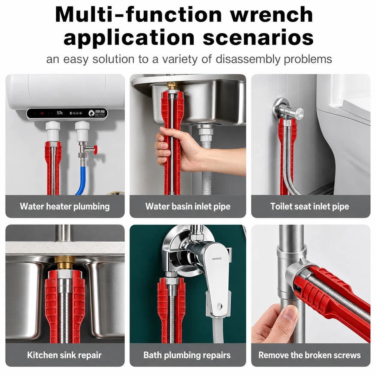 Anti-Slip Plumbing Repair Tap & Sink Wrench